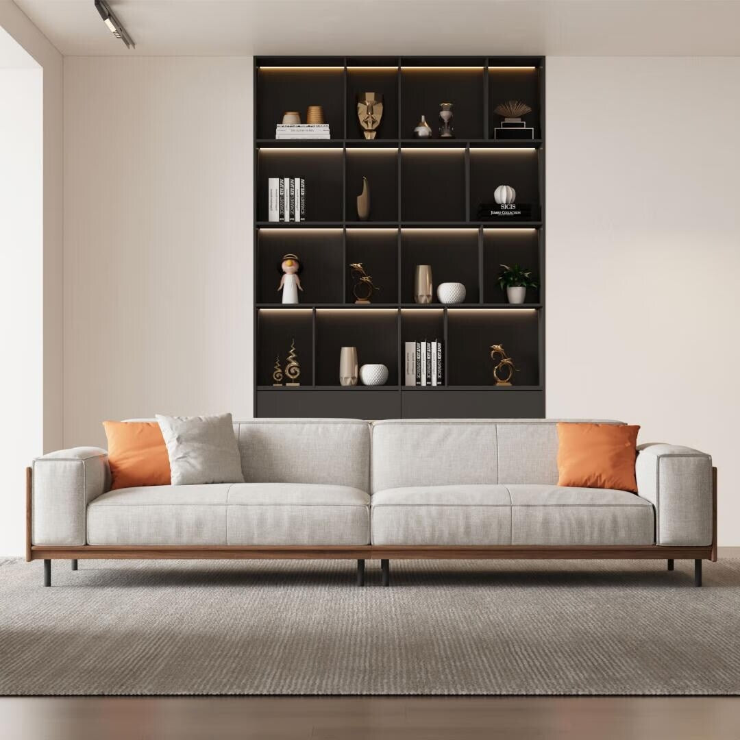 111.81 Inch Versatile Solid Wood Compressible Sponge Sofa for Modern Living 4 Seat