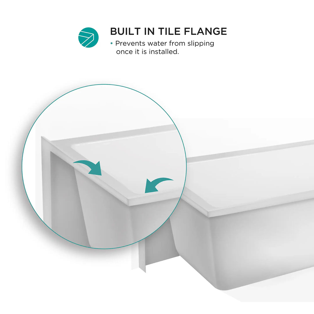 Acrylic-Fiberglass Soaking Bathtub, White. Alcove/Apron Front