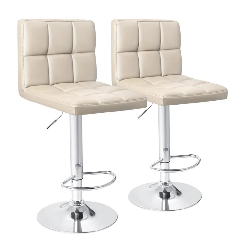 Swivel Upholstered Adjustable Height Counter Stool with Metal Frame