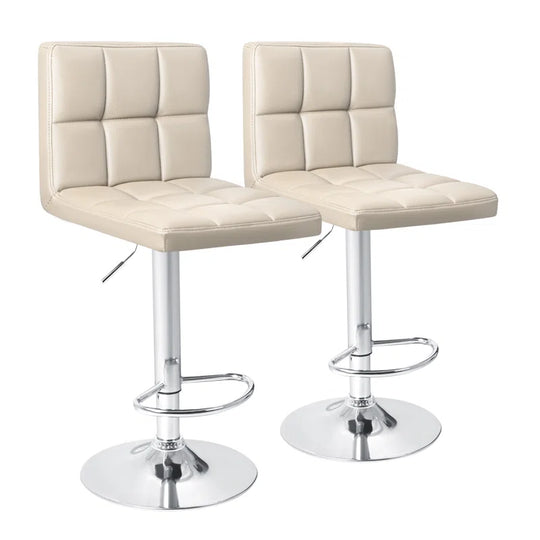 Swivel Upholstered Adjustable Height Counter Stool with Metal Frame