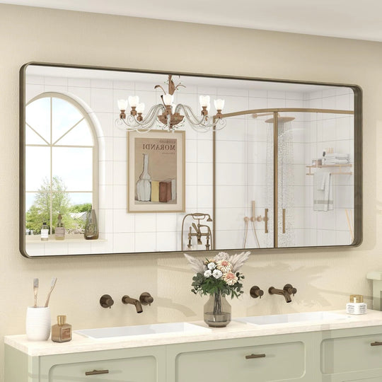 Aluminum Alloy Framed Tempered Glass Wall Decor Vanity Bathroom Mirror