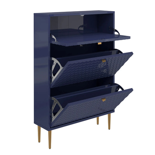 Wood 24 Pairs Shoe Storage Cabinet with 3 Flip Drawers