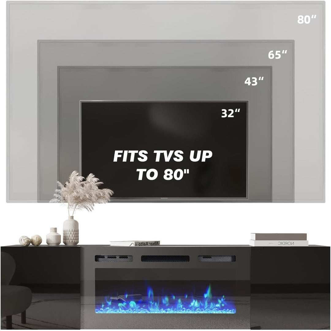 70" TV Stand with Electric Fireplace Heater, Media Entertainment Center Console for Tvs up to 80" with Storage Cabinet