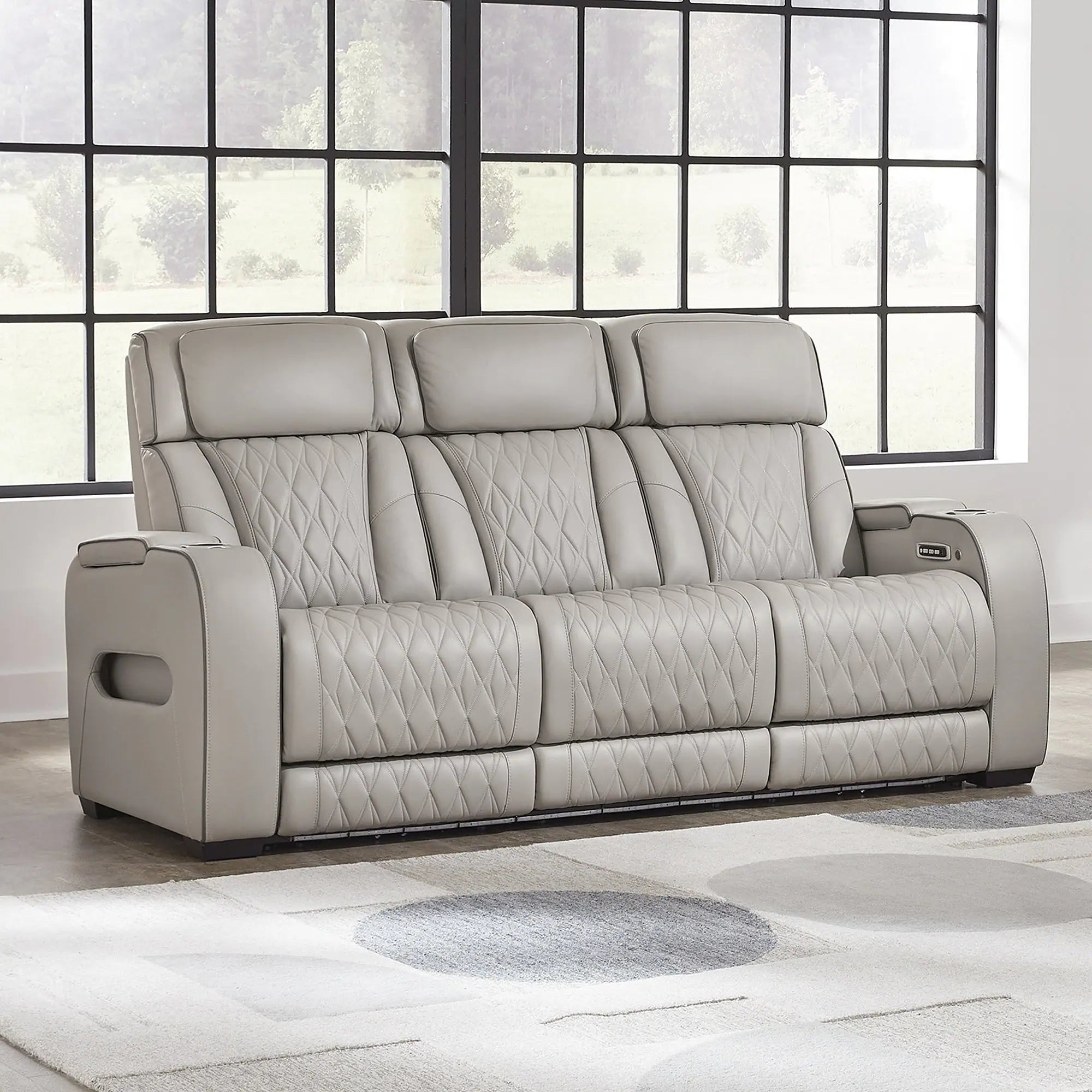 Boyington Gray Power Reclining Sofa - 86" W X 38.5" D X 44.5" H