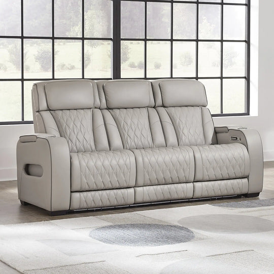 Boyington Gray Power Reclining Sofa - 86" W X 38.5" D X 44.5" H