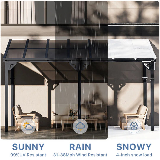 14 Ft. W X 10 Ft. D Aluminum Pergola with Canopy