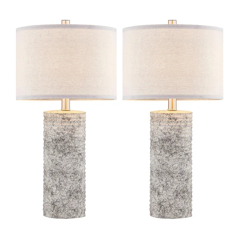 23.75" Glazed Ceramic Table Lamp Set with LED Bulbs (Set of 2) - W12" * H23.75"