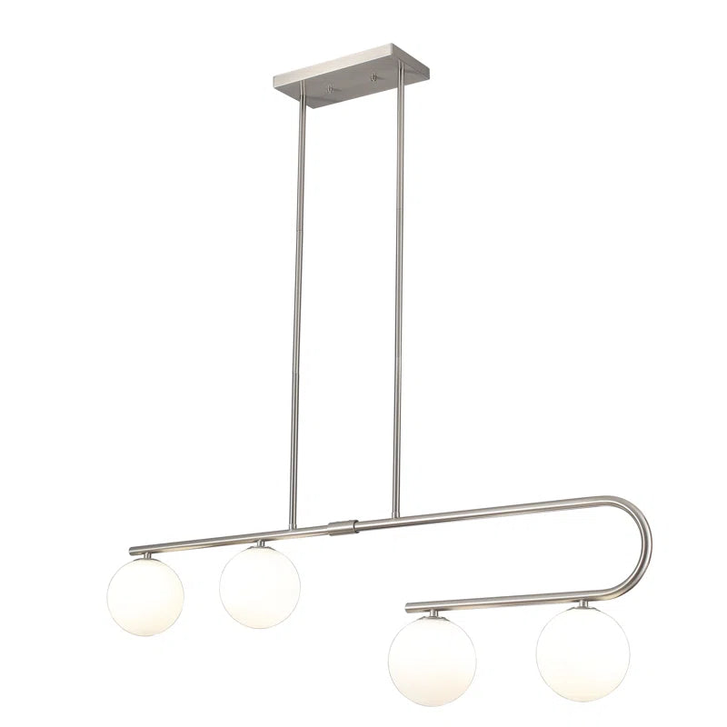 4 - Light Modern Kitchen Island Chandelier with Globe Glass Shade for Dining Room Living Room Entry