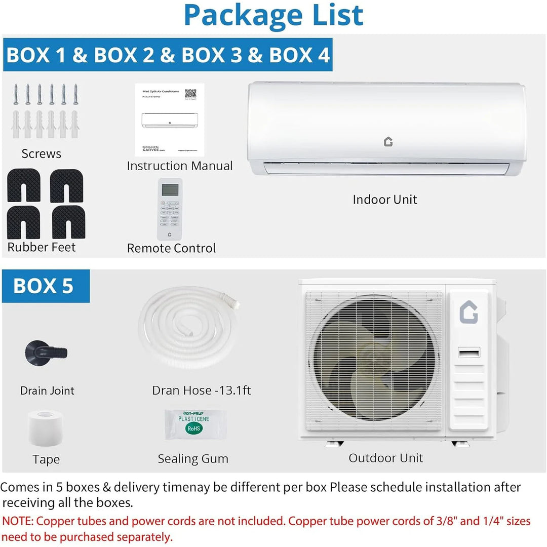 19 SEER2 35000 BTU Dual Zone Mini Split Air Conditioner, 9K+9K+12K+18K, 230V