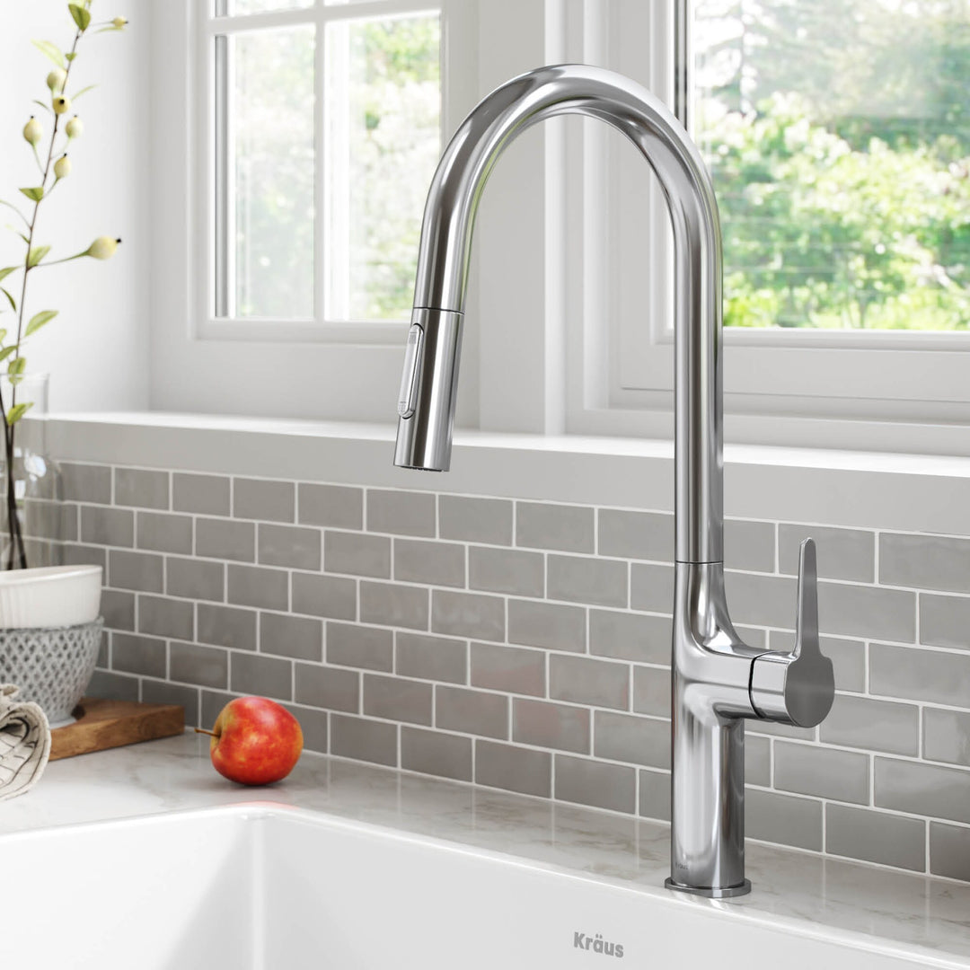2-Function 1-Handle 1-Hole Pulldown Sprayer Brass Kitchen Faucet