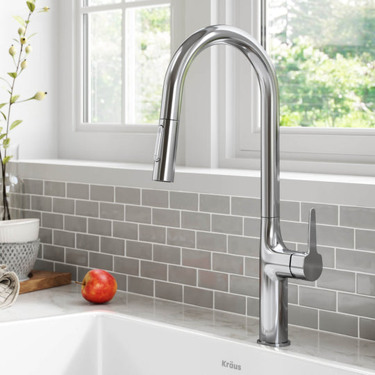 2-Function 1-Handle 1-Hole Pulldown Sprayer Brass Kitchen Faucet