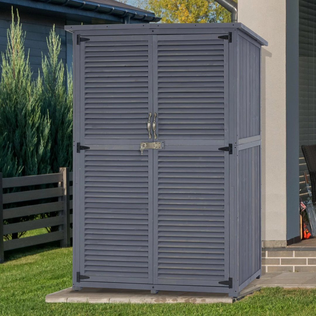 Outdoor Storage Cabinet Shed, Shuttered Doors with Lock, Wooden 0709 / 0808 / 1900