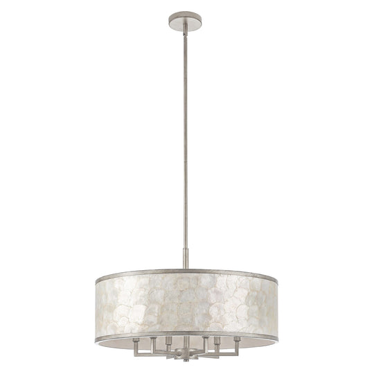 Getledel 24-Inch 6-Light Capiz Shell Drum Chandelier