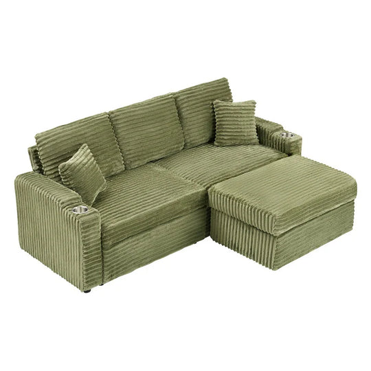 80" Cordylona Sofa, Cup Holder, Ottoman Storage