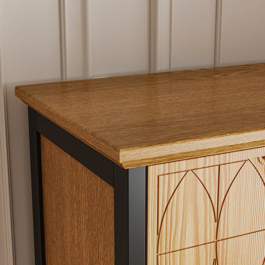 Sculpted Wood and Black Cabinet – Beautifully Carved Decorative Storage Pantry Bookshelves Display Cabinet - 33.4"X70.9"