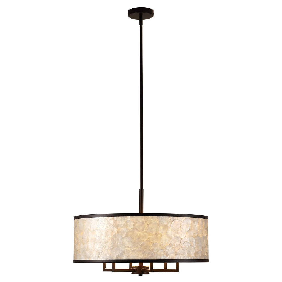 Getledel 24-Inch 6-Light Capiz Shell Drum Chandelier