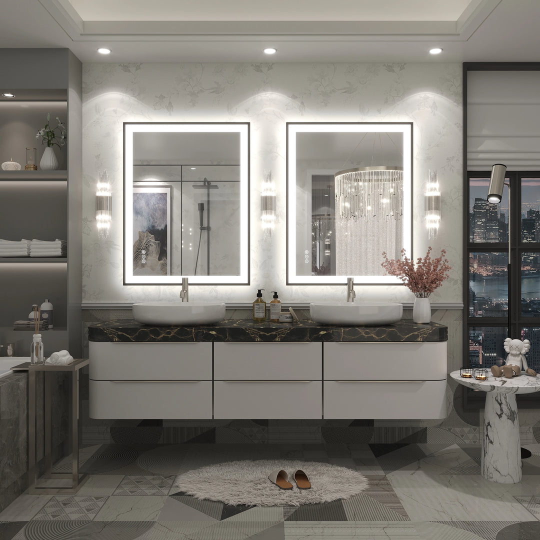 Extra Large Black Frame LED Bathroom Vanity Mirror with 3 Years Warranty and UL Certified