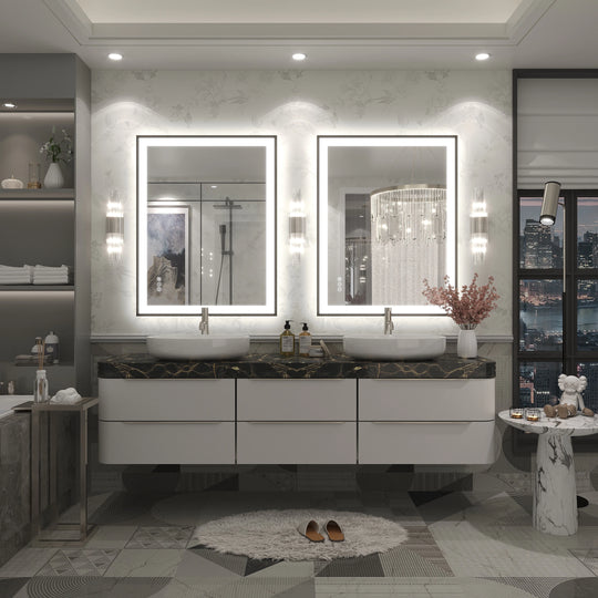 Extra Large Black Frame LED Bathroom Vanity Mirror with 3 Years Warranty and UL Certified