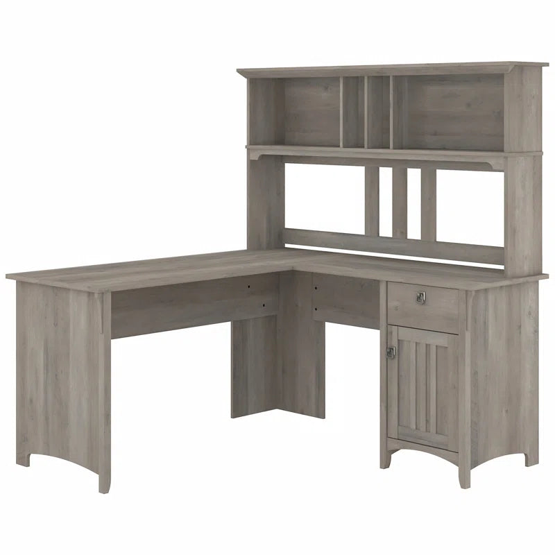Paelynn L Shaped Credenza Desk with Hutch