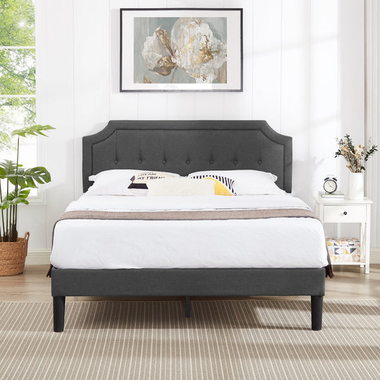 Javlergo Modern Upholstered Bed Frame with Height Adjustable Headboard Heavy-Duty Frame No Box Spring Needed