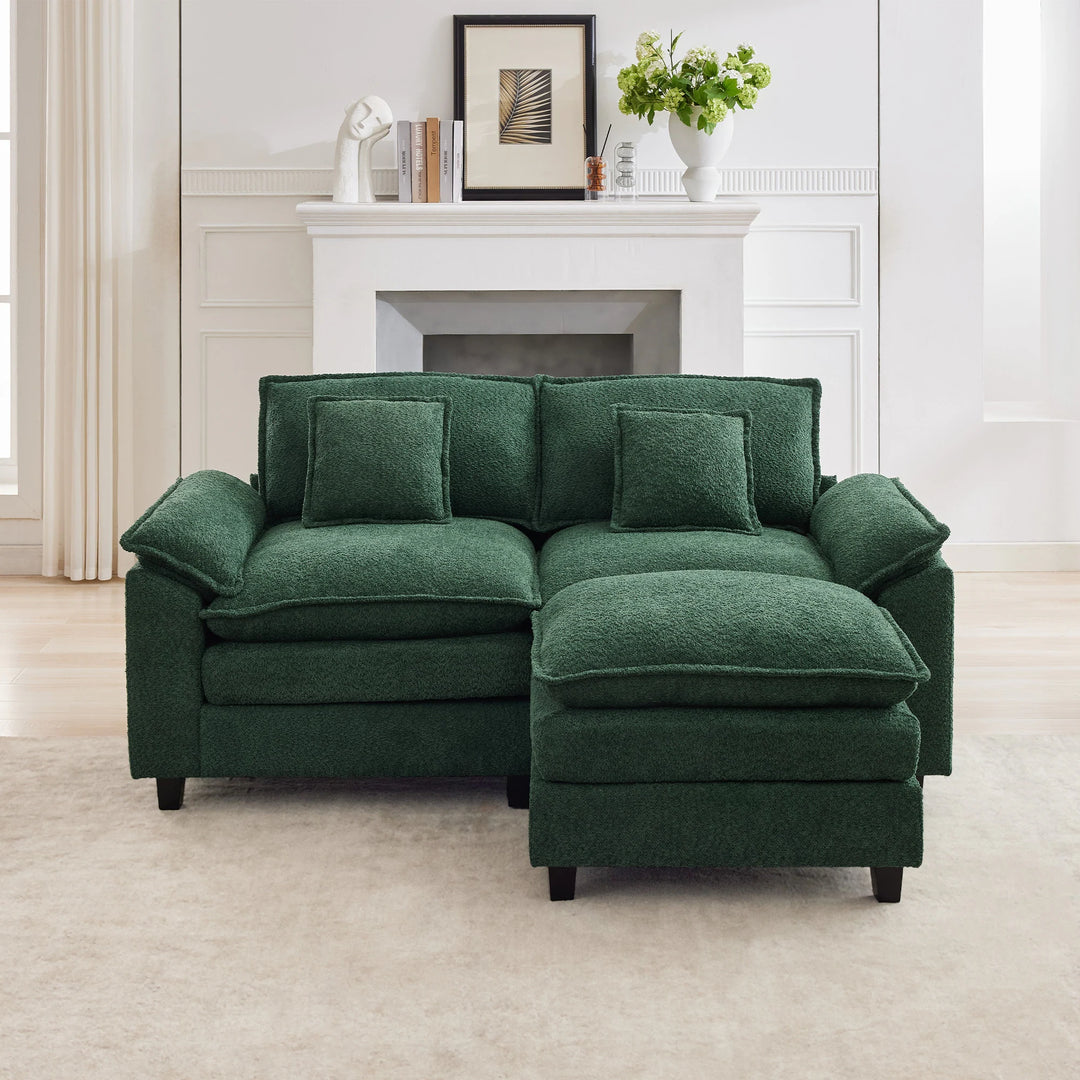 Modular Chenille Sectional Sofa with Ottomans, Deep Seat, Wide Padded Armrests, 2-Seat / 3-Seat / 4-Seat Options