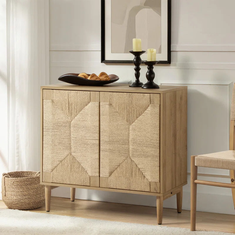 Carreiro 32"W Woven Transitional 2-Door Accent Cabinet