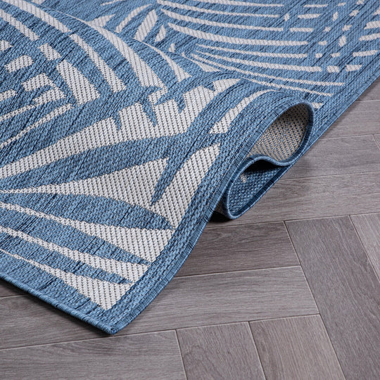 Contemporary Palm Leaf Textured Flat Weave Indoor/Outdoor Area Rug