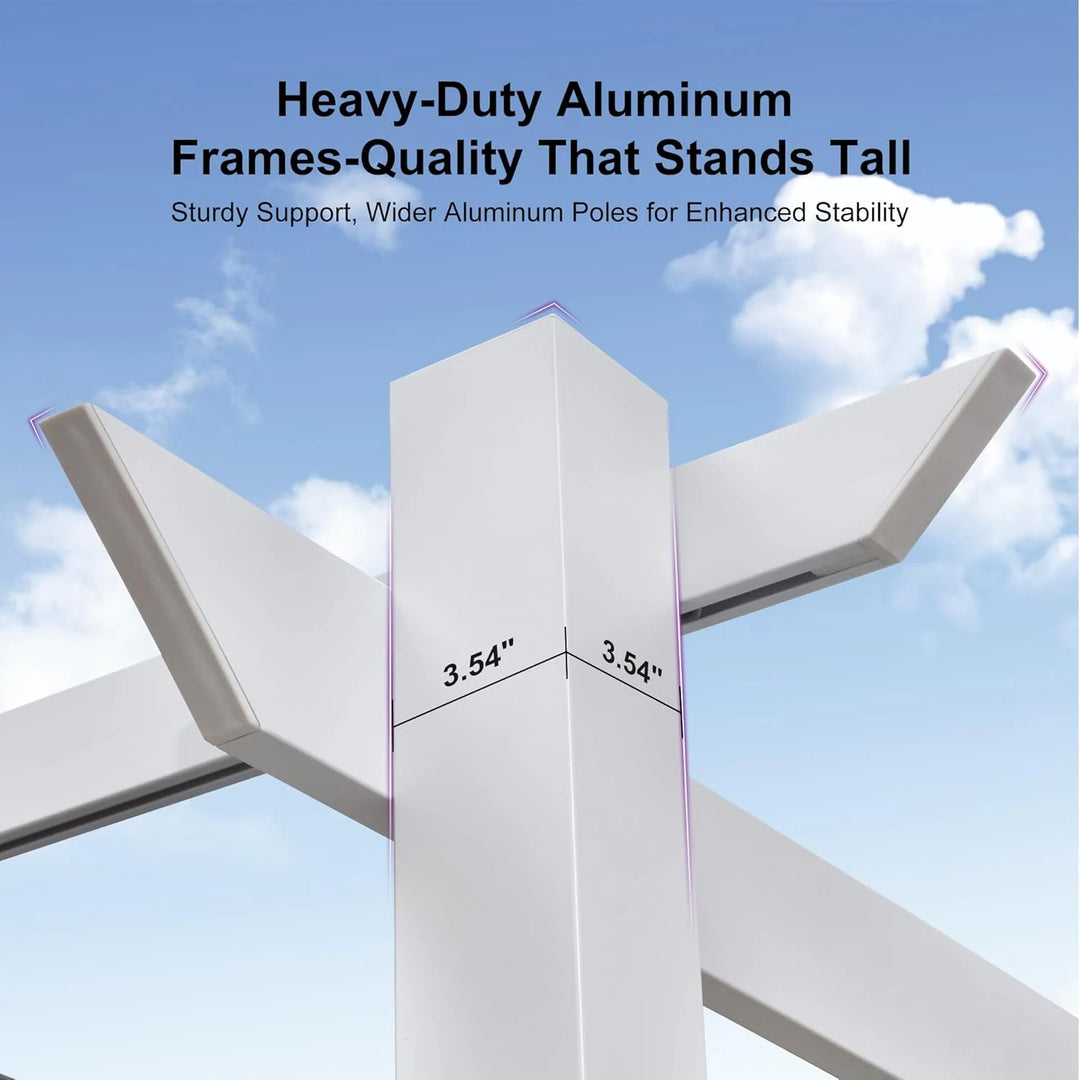 Gazebo Outdoor Retractable White Heavy-Duty Aluminum Pergola with Extra Top Roof