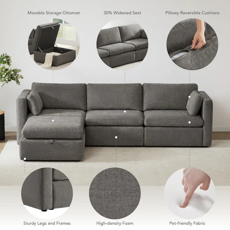 Mia Oversized Modular Sectional Fabric Sofa