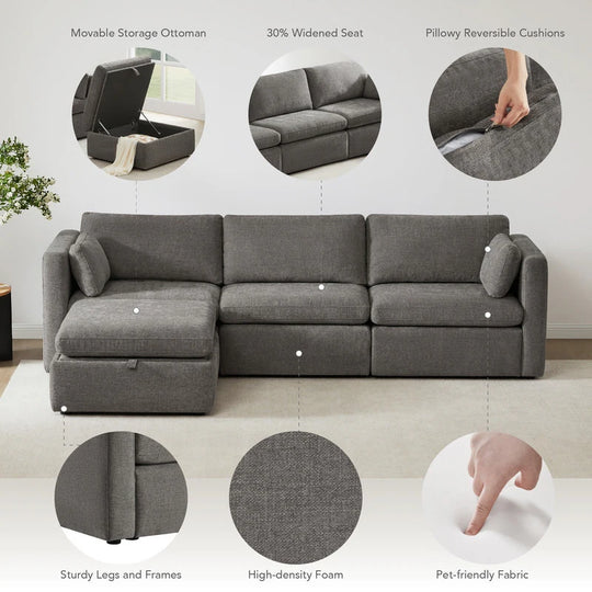 Mia Oversized Modular Sectional Fabric Sofa