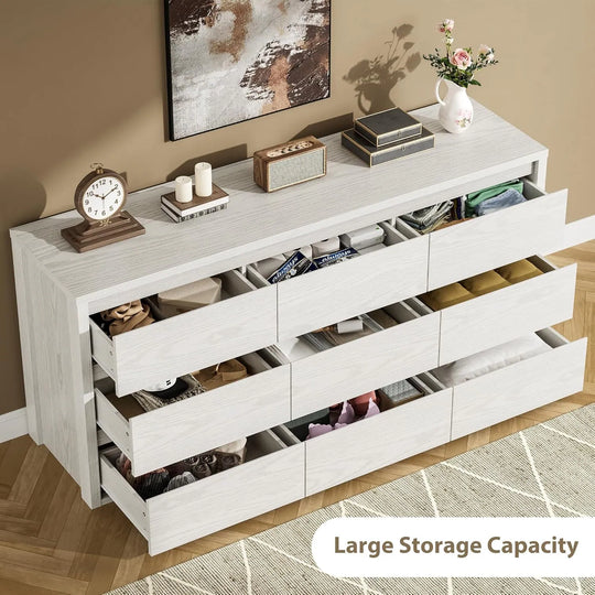 7-Drawer Dresser for Bedroom,Wide Wood Chest with Handle-Free Design,Modern Storage Cabinet for Living Room or Entryway