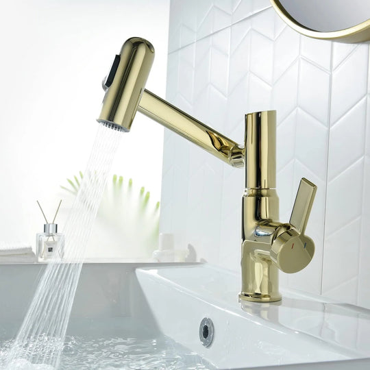 Rotatable Bathroom Faucet with Temperature Display in Fahrenheit (Batteries-Free), BF2204