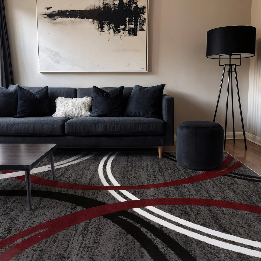 Contemporary Abstract Circles Design Area Rug
