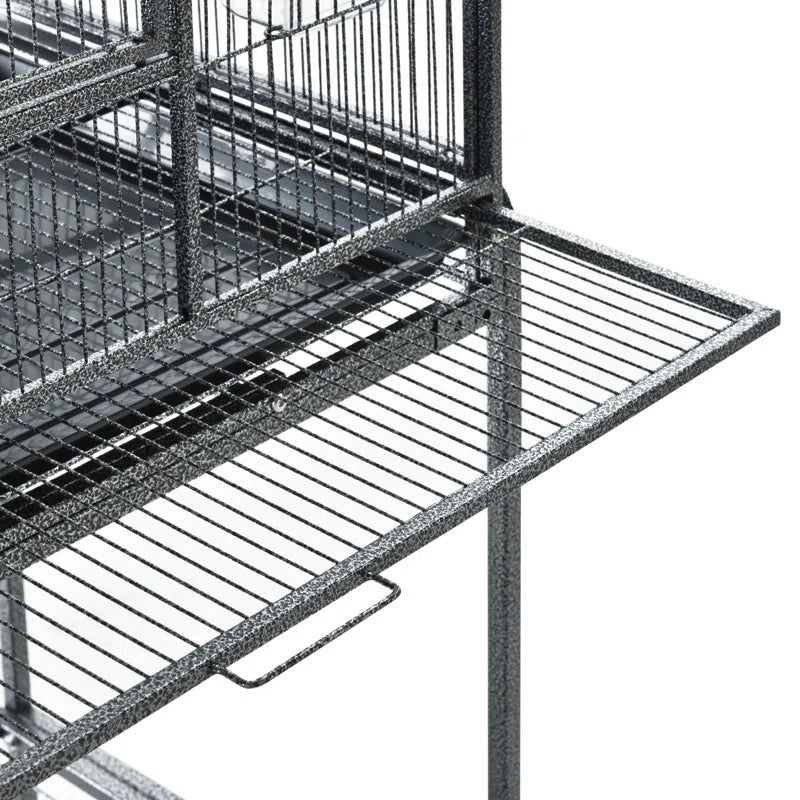 Sydnee 64.25'' Steel Flat Top Floor Bird Cage with Wheels