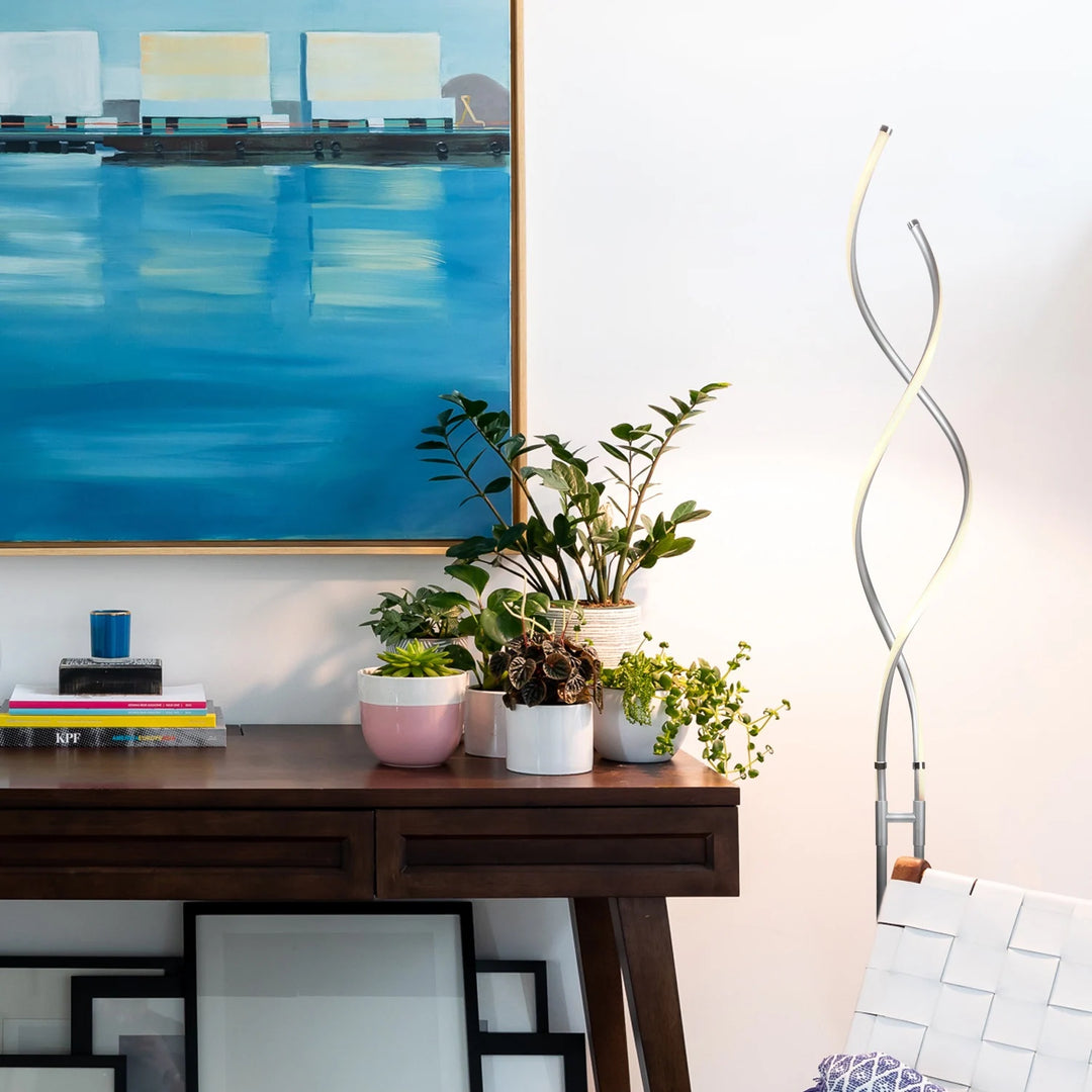 Embrace 60 In. Industrial 2-Light LED Super Bright Floor Lamp with Built-In 3-Way Dimmer Function