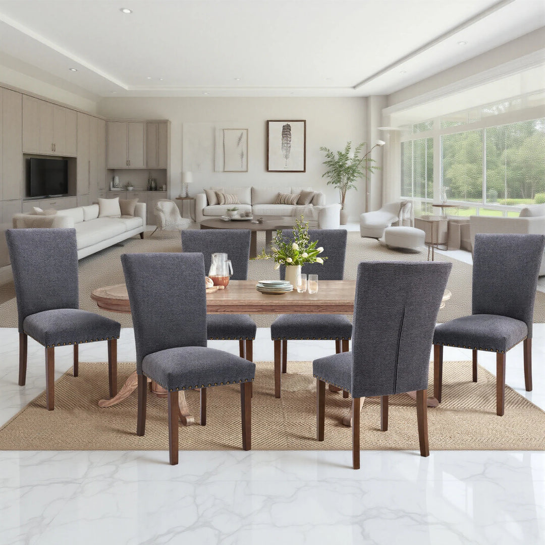 RENEWLINE Dining Chairs, Fabric with Nailhead Trim and Wood Legs