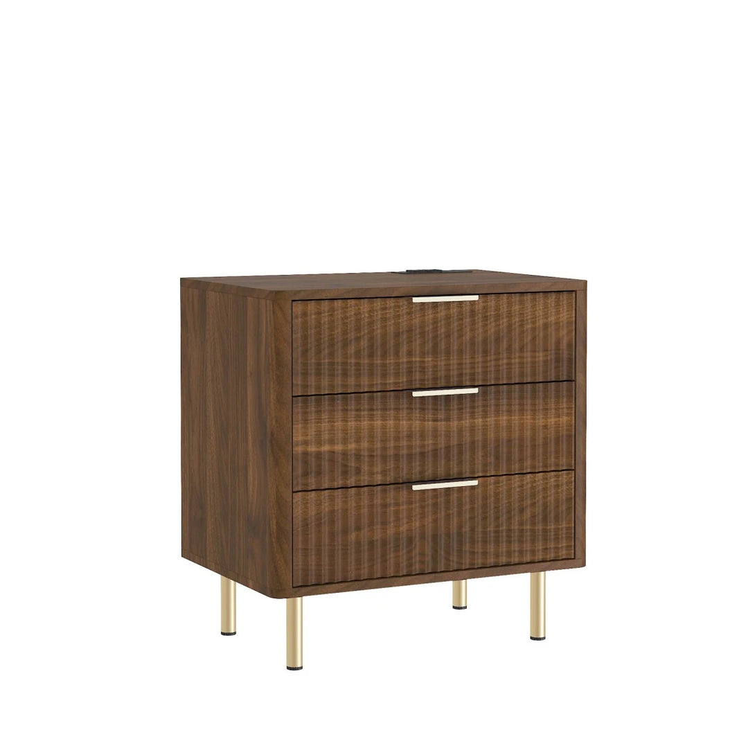 22.83" Modern Nightstand with Night Light and Charging Station