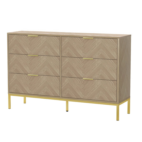 6-Drawer Double Dresser Modern Wood Chest of Drawers for Bedroom Living Room