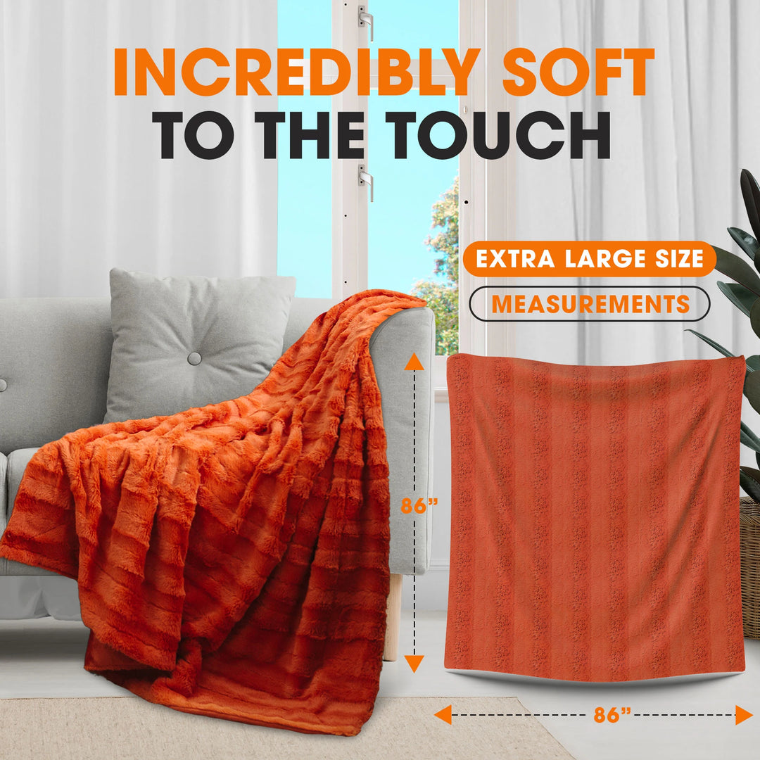 Faux Fur/ Microplush Reversible Throw Blanket