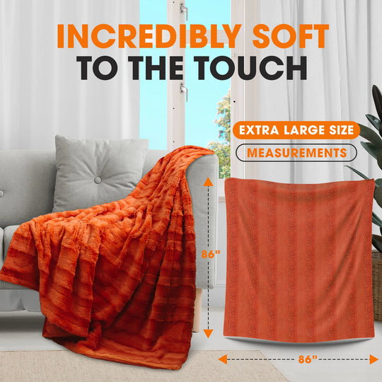 Faux Fur/ Microplush Reversible Throw Blanket
