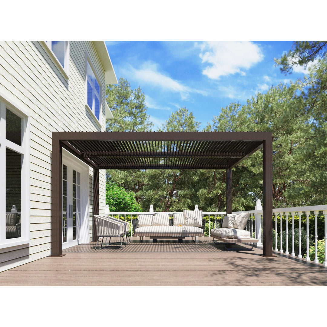 Bronze Louvered Pergola with Adjustable Roof for Deck Backyard Garden Hardtop Gazebo
