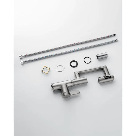 Rotatable Bathroom Faucet with Temperature Display in Fahrenheit (Batteries-Free), BF2204