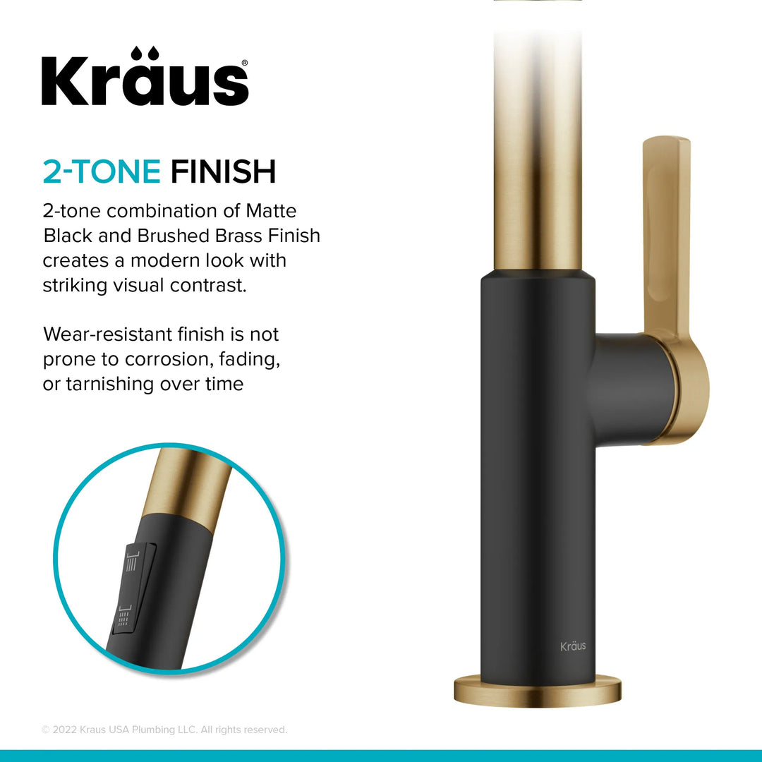 2-Function 1-Handle 1-Hole Pulldown Sprayer Brass Kitchen Faucet