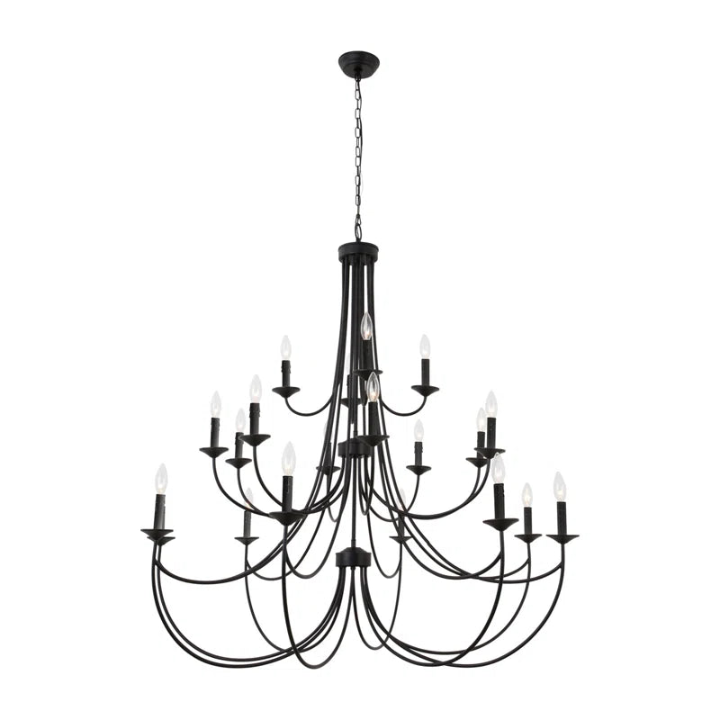 Estelle 20 - Light 48"W Candle Style Classic Chandelier with Wrought Iron Accents