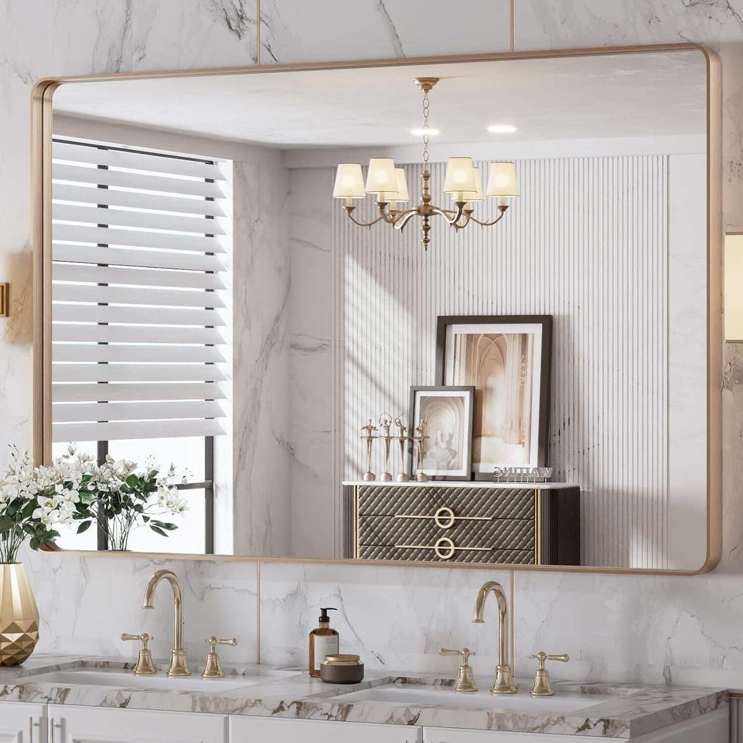 Aluminum Alloy Framed Tempered Glass Wall Decor Vanity Bathroom Mirror