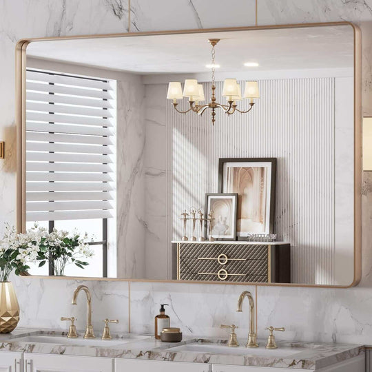 Aluminum Alloy Framed Tempered Glass Wall Decor Vanity Bathroom Mirror