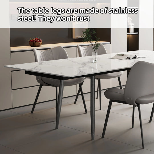 Glossy Slate 63"-95" Extendable Rectangle Dining Table - 94.4"W X 35.4"D X 29.5"H