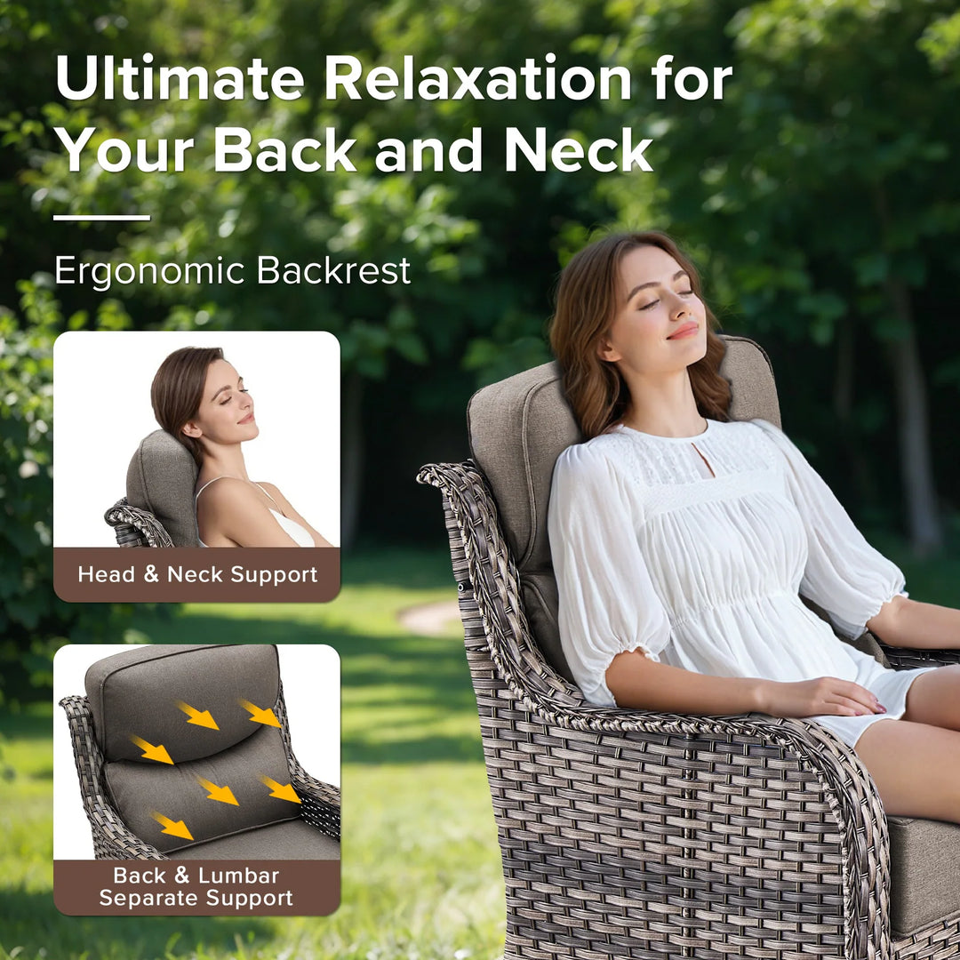 7-Piece Patio Furniture Set with Swivel Glider Chairs, 6-Inch Ultra-Plush Cushions & Water-Resistant Olefin Fabric