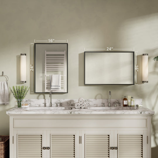 Modern Metal Framed French Cleat Mounted Wall Bathroom Vanity Mirror