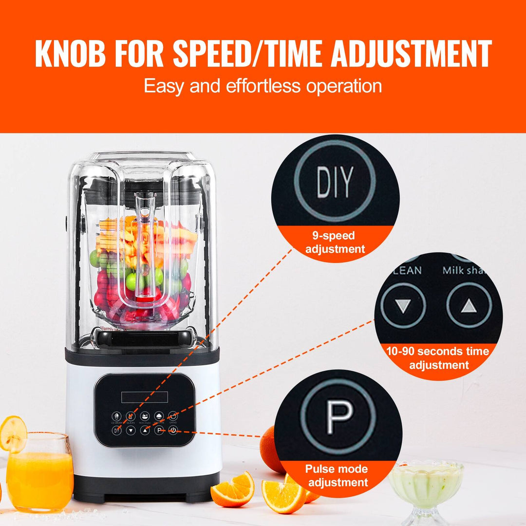 Professional Blender, Commercial Countertop Blenders, 68 Oz Glass Jar Blender Combo, Stainless Steel for Frozen Drinks